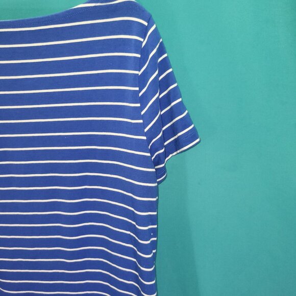 Striped Blue & White Boat Neck Top By Rafaella Size PM - Picture 11 of 11